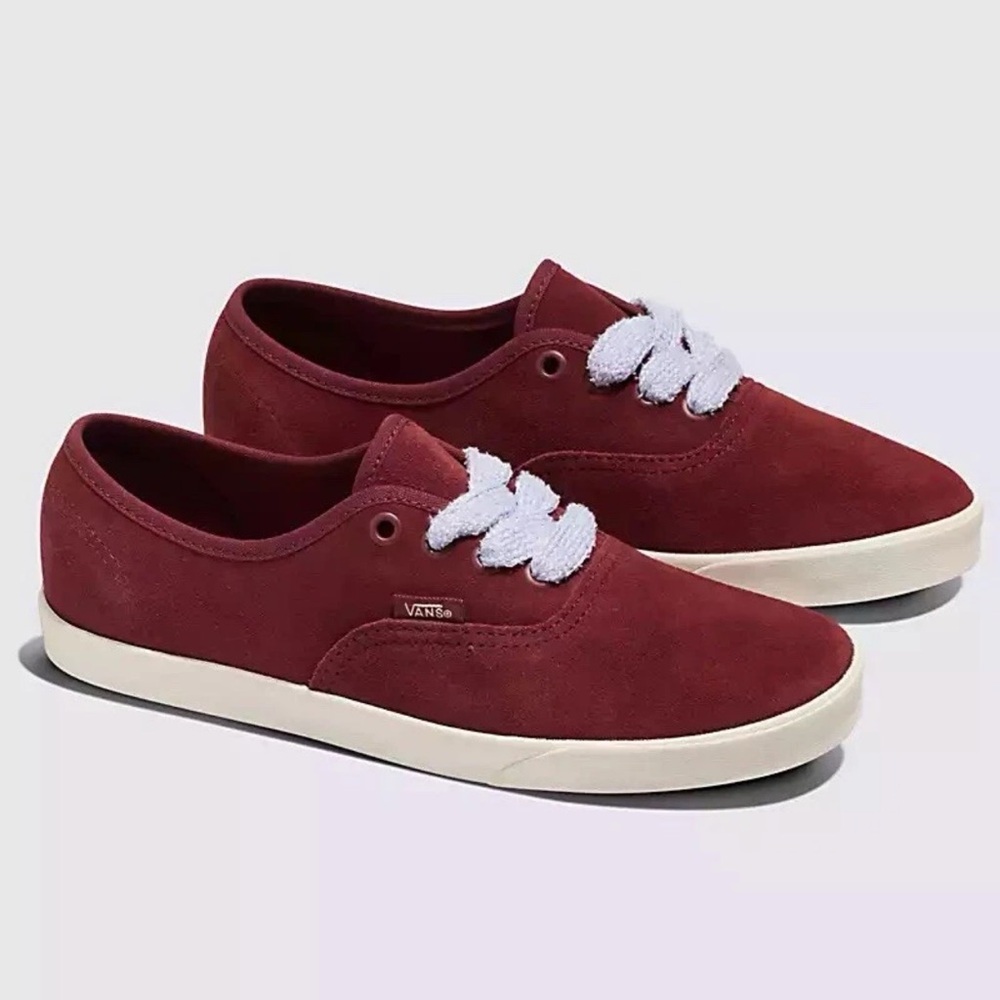 New Vans Women's Burgundy Suede Sneakers with Lavender Laces